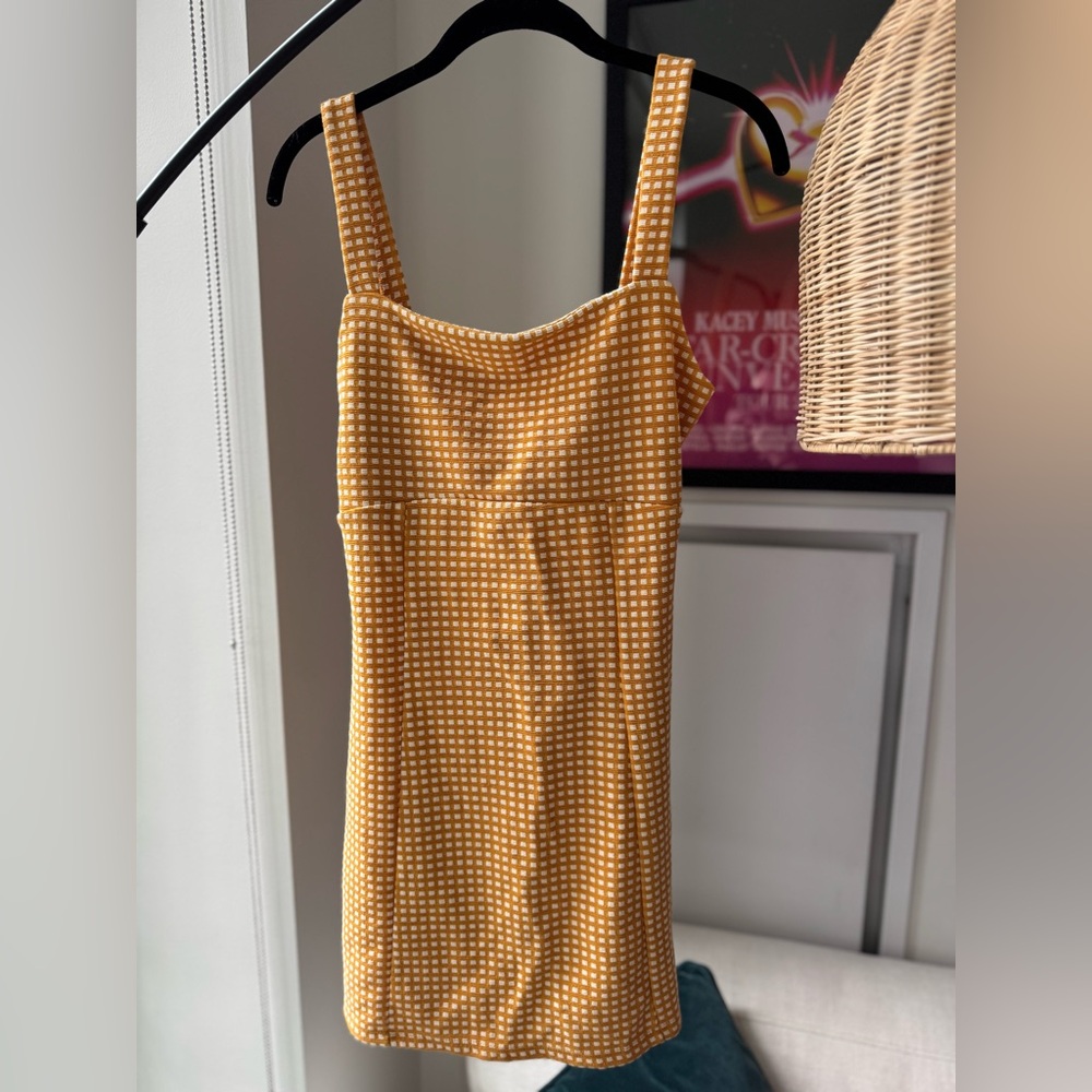 NWT Free People Yellow Gingham Mini Dress